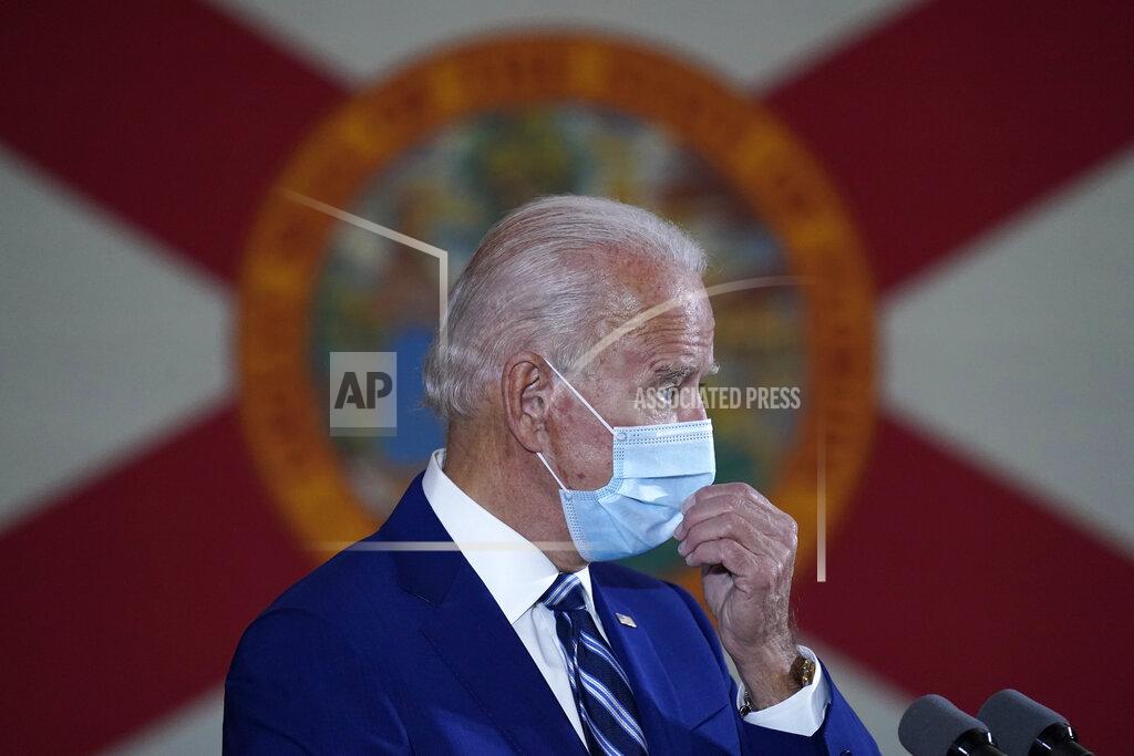 Carolyn Kaster Democratic presidential candidate former Vice President Joe Biden arrives to speak at Southwest Focal Point Community Center in, Pembroke Pines, Fla., Tuesday Oct. 13, 2020. (AP Photo/Carolyn Kaster)
