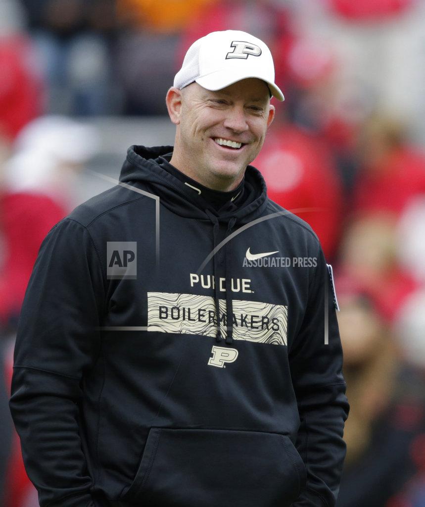 Nati Harnik FILE - In this Sept. 29, 2018, file photo, Purdue head coach Jeff Brohm smiles on the field before an NCAA college football game against Nebraska, in Lincoln, Neb. Indiana coach Tom Allen and Brohm understand the short-term stakes of Saturday’s Old Oaken Bucket game. The winner plays another game this season while the loser heads home to start offseason work, just like last year. Just like it seems every year. (AP Photo/Nati Harnik, FIle)