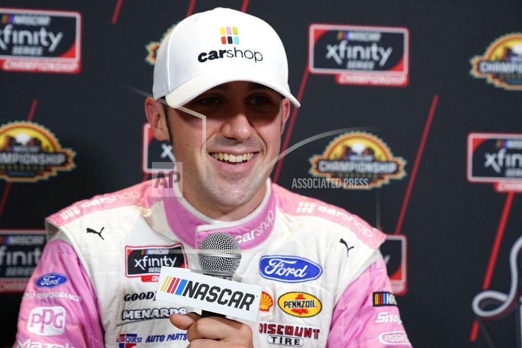 Rick Scuteri Austin Cindric speaks during media day ahead of Saturday's NASCAR Xfinity Cup Series championship auto race Thursday, Nov. 4, 2021, in Phoenix. (AP Photo/Rick Scuteri)