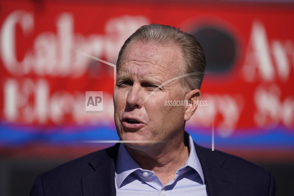 Jae C. Hong FILE - In this Tuesday, Feb. 2, 2021, file photo, former San Diego Mayor Kevin Faulconer speaks during a news conference in the San Pedro section of Los Angeles. Republican gubernatorial candidate Faulconer announced the day prior that he was entering the race for California governor. A fading coronavirus crisis and an astounding windfall of tax dollars have reshuffled California's emerging recall election, allowing Democratic Gov. Gavin Newsom to talk of a mask-free future and propose billions in new spending for schools and businesses as he looks to fend off Republicans who depict him as a foppish failure. (AP Photo/Jae C. Hong, File)