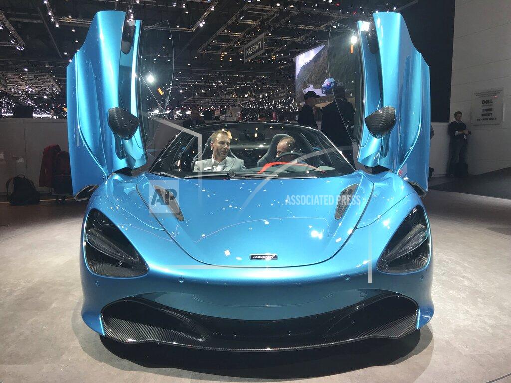 David Mchugh The New Mclaren 720s Spider is presented during the press day at the 89th Geneva International Motor Show in Geneva, Switzerland, Wednesday, March 6, 2019. The Motor Show will open its gates to the public from 7 to 17 March presenting more than 180 exhibitors and more than 100 world and European premieres. (AP Photo/David McHugh)