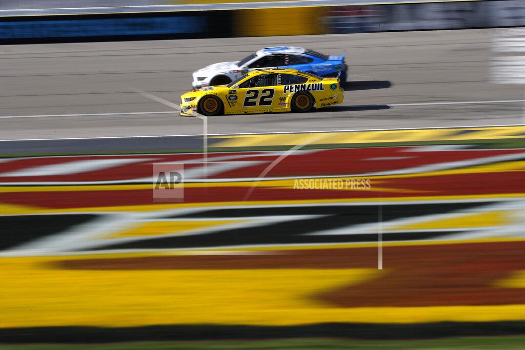 John Locher Joey Logano (22) drives during a NASCAR Cup Series auto race at Las Vegas Motor Speedway, Sunday, March 3, 2019, in Las Vegas. (AP Photo/John Locher)
