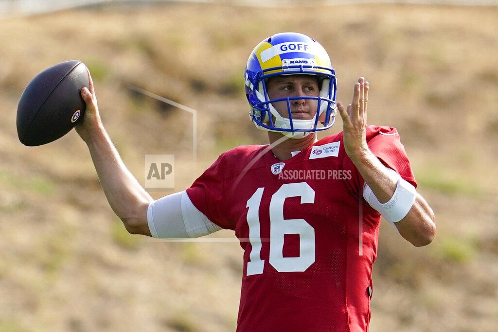 Marcio Jose Sanchez Los Angeles Rams quarterback Jared Goff throws during NFL football training camp, Tuesday, Aug. 18, 2020, in Thousand Oaks, Calif. (AP Photo/Marcio Jose Sanchez)