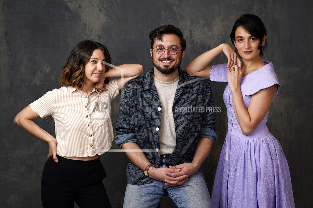 Chris Pizzello Animation director Kirsten Lepore, left, director/co-writer Dean Fleischer-Camp, center, and voice actor/co-writer Jenny Slate pose for a portrait at the Four Seasons Hotel in Los Angeles to promote their film "Marcel the Shell with Shoes On," on June 21, 2022. The film opens on Friday. (AP Photo/Chris Pizzello)