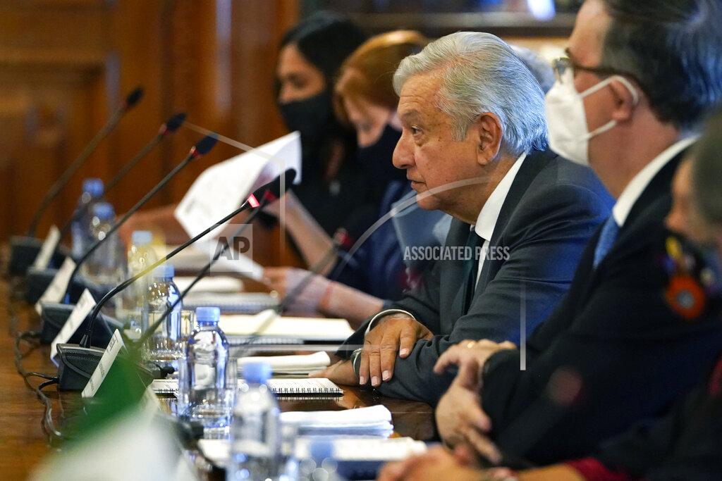 Jacquelyn Martin Vice President Kamala Harris and Mexican President Andres Manuel Lopez Obrador attend a bilateral meeting Tuesday, June 8, 2021, at the National Palace in Mexico City. (AP Photo/Jacquelyn Martin)