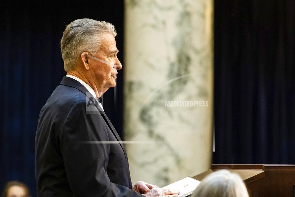 Otto Kitsinger FILE - Idaho Gov. Brad Little delivers his State of the State address inside the House Chambers at the state Capitol building, on Jan. 10, 2022, in Boise, Idaho. Little says he won't participate in debates heading into next month's Republican primary. Little's campaign in a news release Friday, April 15, 2022, says the governor's accomplishments in his first term "are non-debatable." (AP Photo/Otto Kitsinger, File)