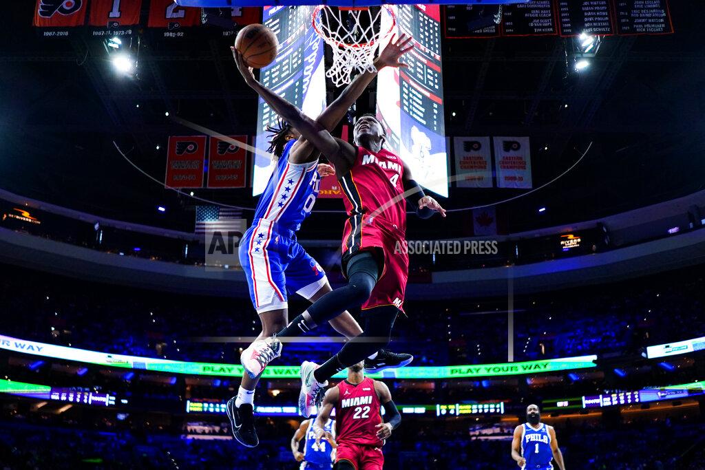 Matt Slocum Miami Heat's Victor Oladipo (4) goes up for a shot against Philadelphia 76ers' Tyrese Maxey during the second half of Game 6 of an NBA basketball second-round playoff series, Thursday, May 12, 2022, in Philadelphia. (AP Photo/Matt Slocum)