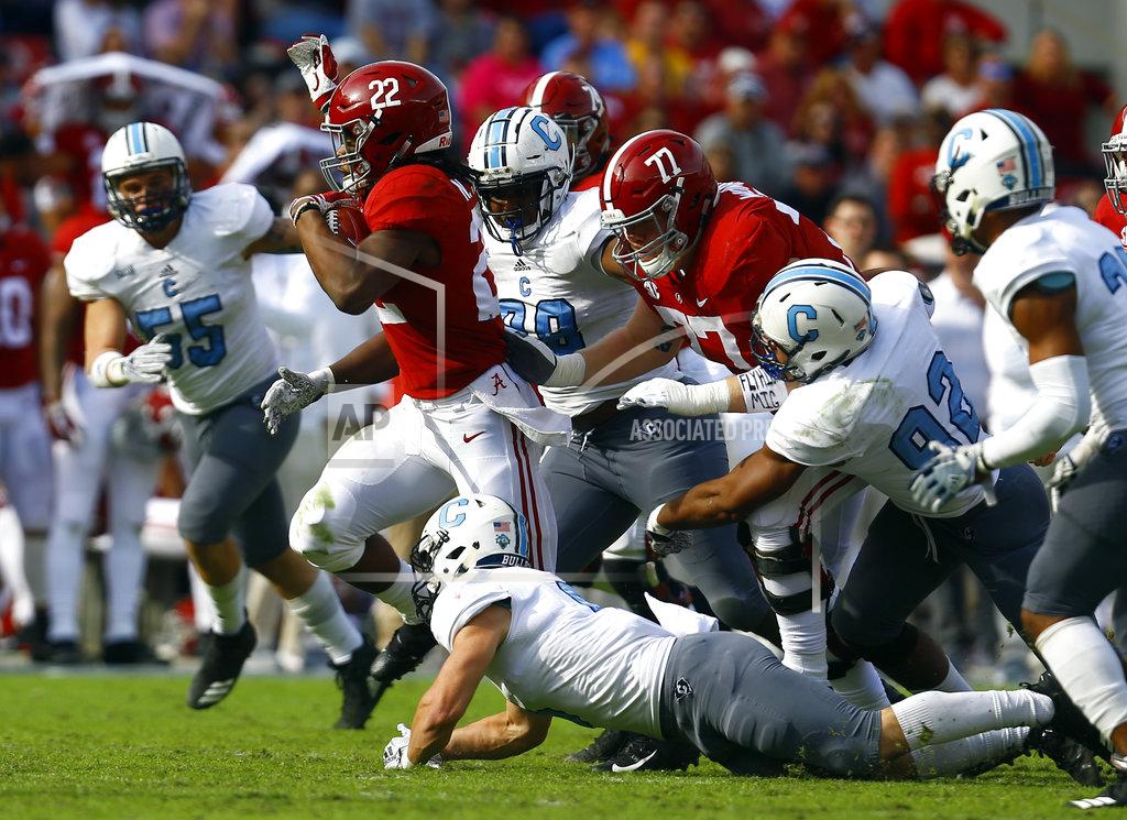 Butch Dill Alabama running back Najee Harris (22) carries the ball against Citadel during the second half of an NCAA college football game, Saturday, Nov. 17, 2018, in Tuscaloosa, Ala. (AP Photo/Butch Dill)