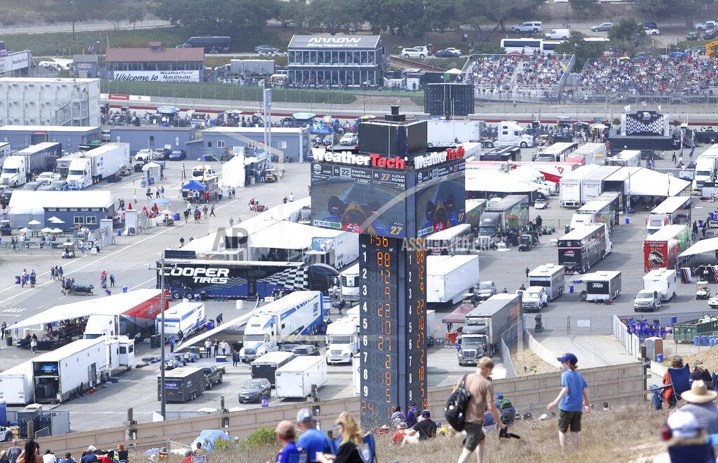 Elias Funez A jumbo-iron screen shows an on board camera from driver Alexander Rossi from the center of the WeatherTech Raceway at Laguna Seca during Sunday's race.(Elias Funez/The Union via AP)