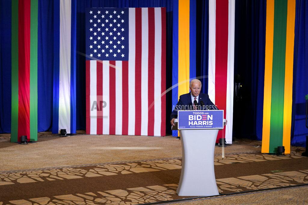 Democratic presidential candidate former Vice President Joe Biden speaks during a Hispanic Heritage Month event, Tuesday, Sept. 15, 2020, at Osceola Heritage Park in Kissimmee, Fla. (AP Photo/Patrick Semansky)
