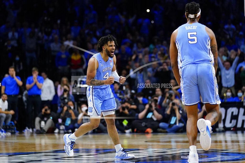 Matt Rourke North Carolina's R.J. Davis (4) reacts during the second half of a college basketball game against UCLA in the Sweet 16 round of the NCAA tournament, Friday, March 25, 2022, in Philadelphia. (AP Photo/Matt Rourke)