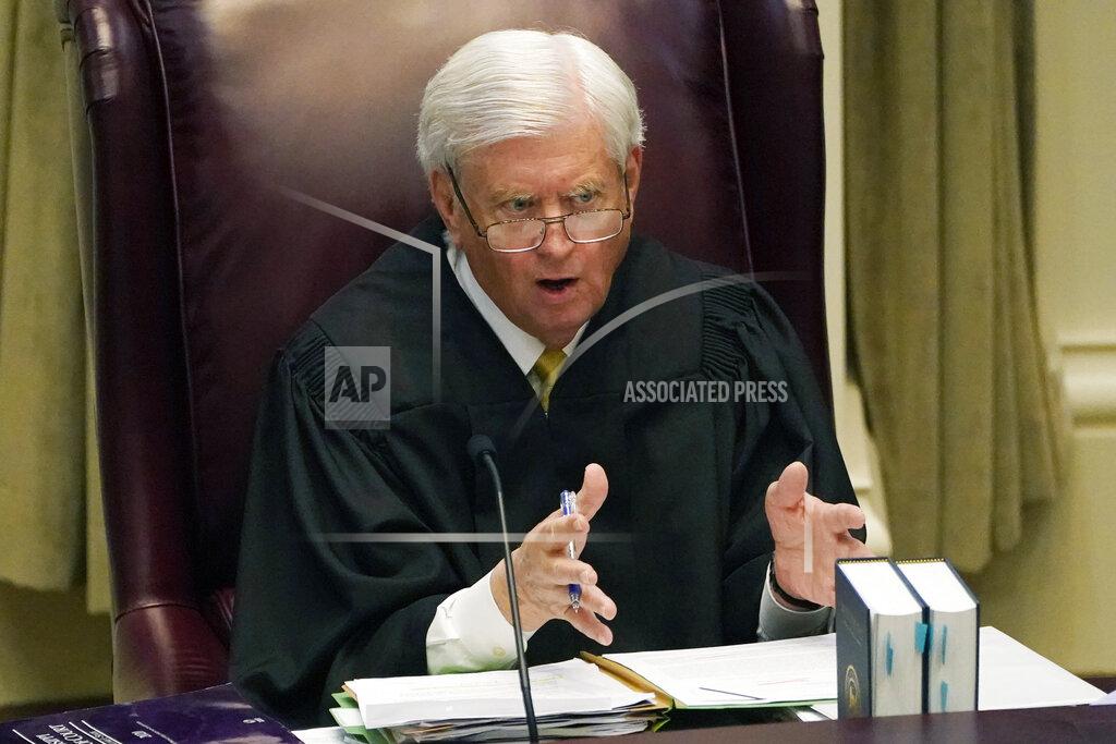 Rogelio V. Solis Mississippi Supreme Court Chief Justice Michael Randolph questions attorneys presenting arguments over a lawsuit that challenges the state's initiative process and seeks to overturn a medical marijuana initiative that voters approved in November 2020, Wednesday, April 14, 2021, in Jackson, Miss. (AP Photo/Rogelio V. Solis)