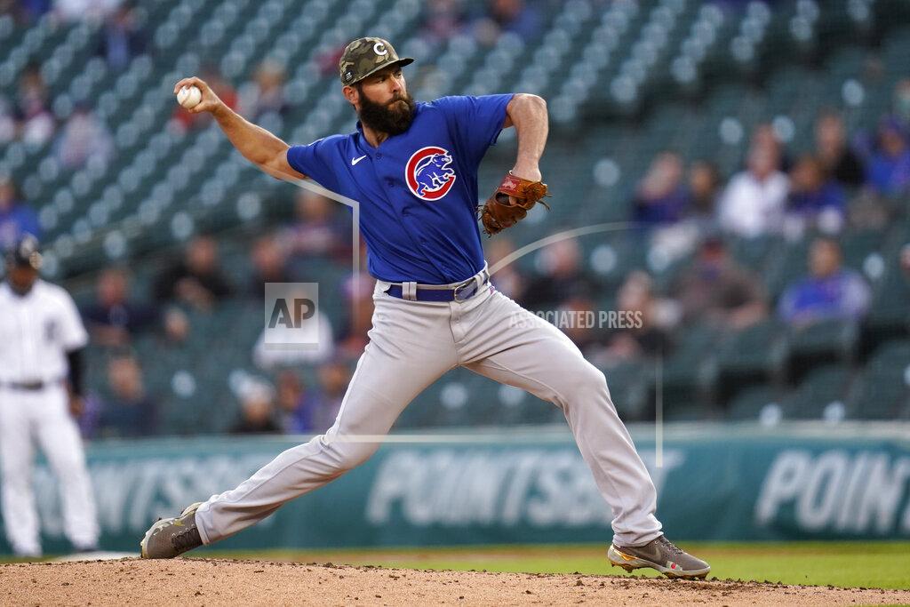 Paul Sancya Chicago Cubs pitcher Jake Arrieta throws against the Detroit Tigers in the fourth inning of a baseball game in Detroit, Friday, May 14, 2021. (AP Photo/Paul Sancya)