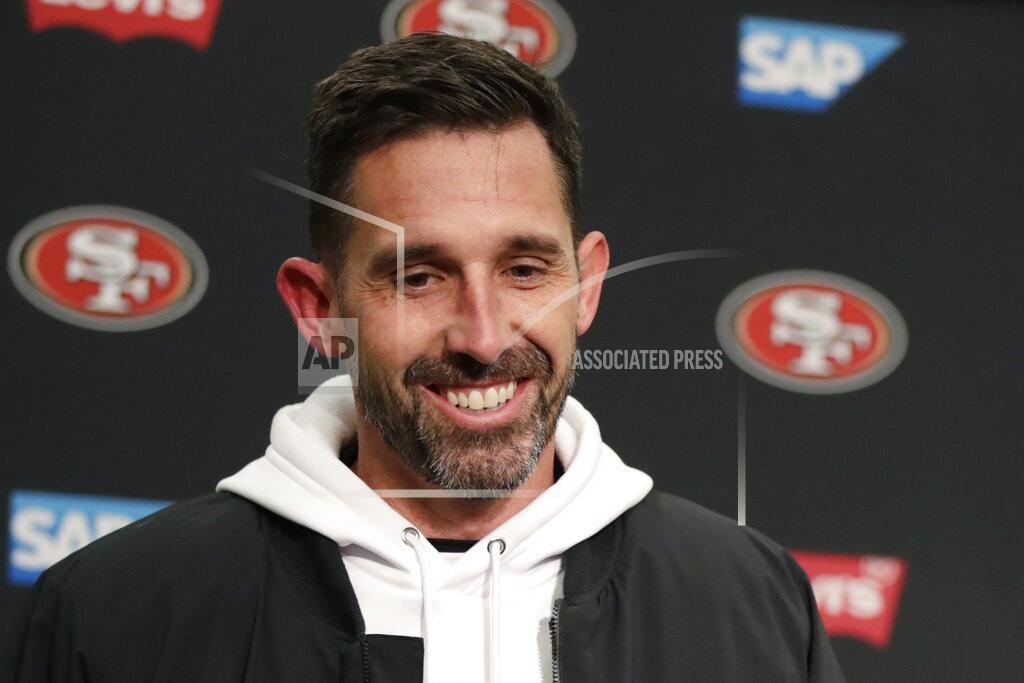 Stephen Brashear San Francisco 49ers head coach Kyle Shanahan smiles during a news conference after an NFL football game against the Seattle Seahawks, Sunday, Dec. 29, 2019, in Seattle. The 49ers won 26-21. (AP Photo/Stephen Brashear)