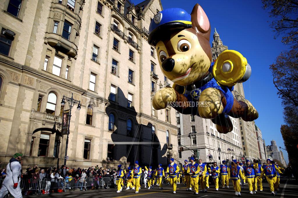 Julia Nikhinson The PAW Patrol balloon makes its way down Central Park West during the Macy's Thanksgiving Day Parade, Thursday, Nov. 24, 2022, in New York. (AP Photo/Julia Nikhinson)
