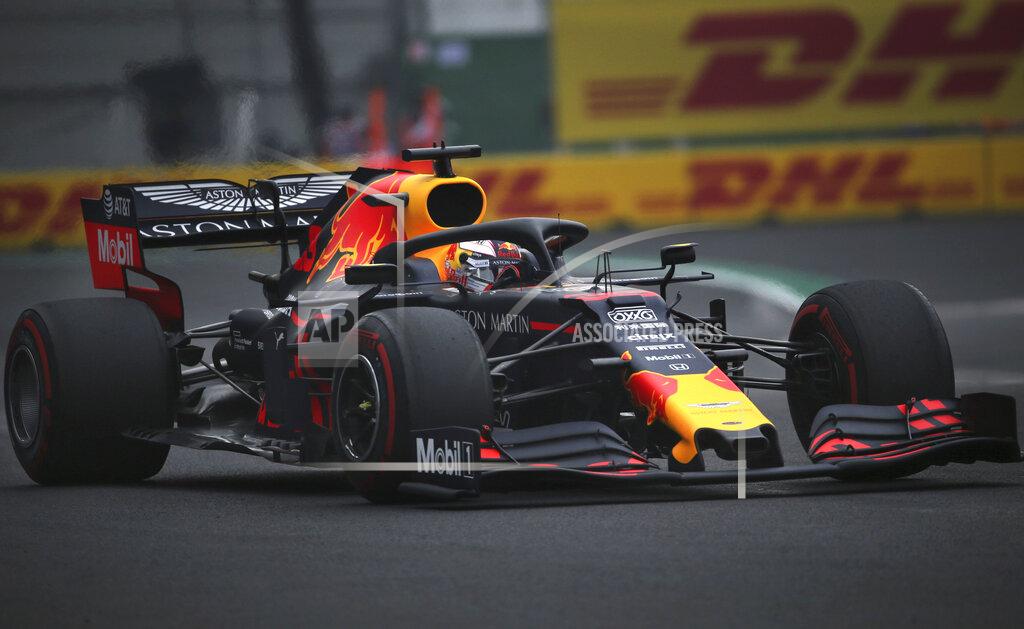 Marco Ugarte Red Bull driver Max Verstappen, of the Netherlands, drives his car during a training session of the Formula One Mexico Grand Prix auto race at the Hermanos Rodriguez racetrack in Mexico City, Friday, Oct. 25, 2019. (AP Photo/Marco Ugarte)