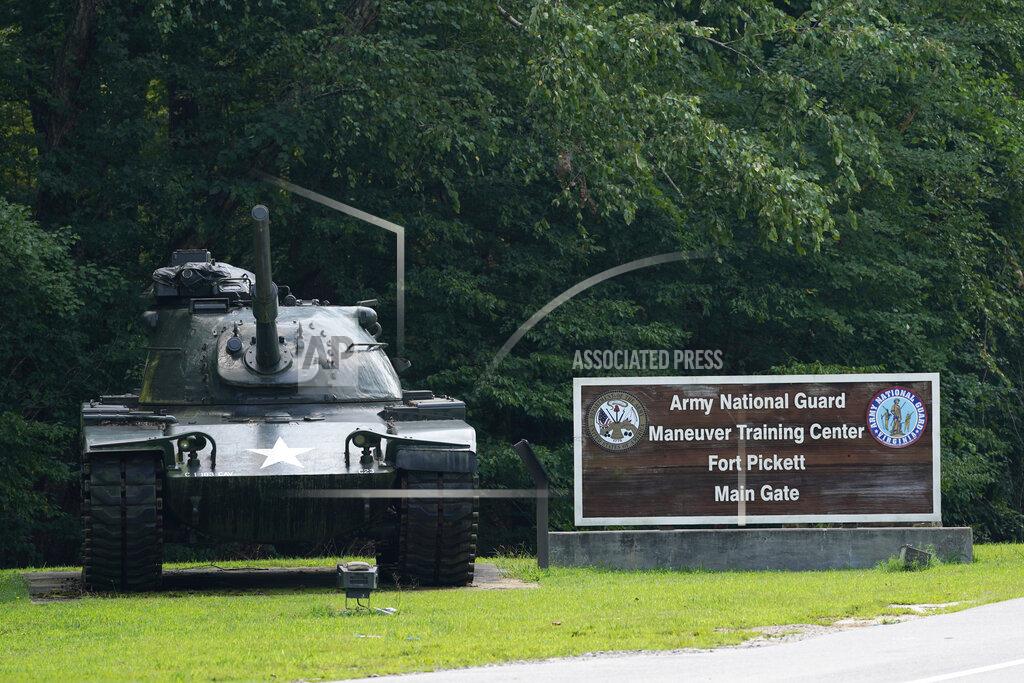 Steve Helber A sign as well as a tank mark the entrance to Fort Pickett Wednesday, Aug. 25, 2021, in Blackstone, Va. Afghan refugees who have been prescreened by the U.S. Department of Homeland Security have been taken to Fort Lee as well as Fort Pickett according to Virginia Gov. Ralph Northam. (AP Photo/Steve Helber)