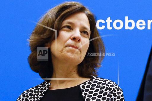 FILE - U.S. Deputy Treasury Secretary Sarah Bloom Raskin is shown before the opening ceremony of the Asia-Pacific Economic Cooperation (APEC) finance ministers meeting at the Diaoyutai State Guesthouse in Beijing, China on Oct. 22, 2014. President Joe Biden has forwarded three nominations to the Senate for the Federal Reserve's Board of Governors, including former Fed official Sarah Bloom Raskin for the top regulatory slot, and Lisa Cook, who would be the first Black woman to serve as a governor. Biden is also nominating Phillip Jefferson, an economist, dean of faculty at Davidson College in North Carolina, and a former Fed researcher. (AP Photo/Andy Wong, File)