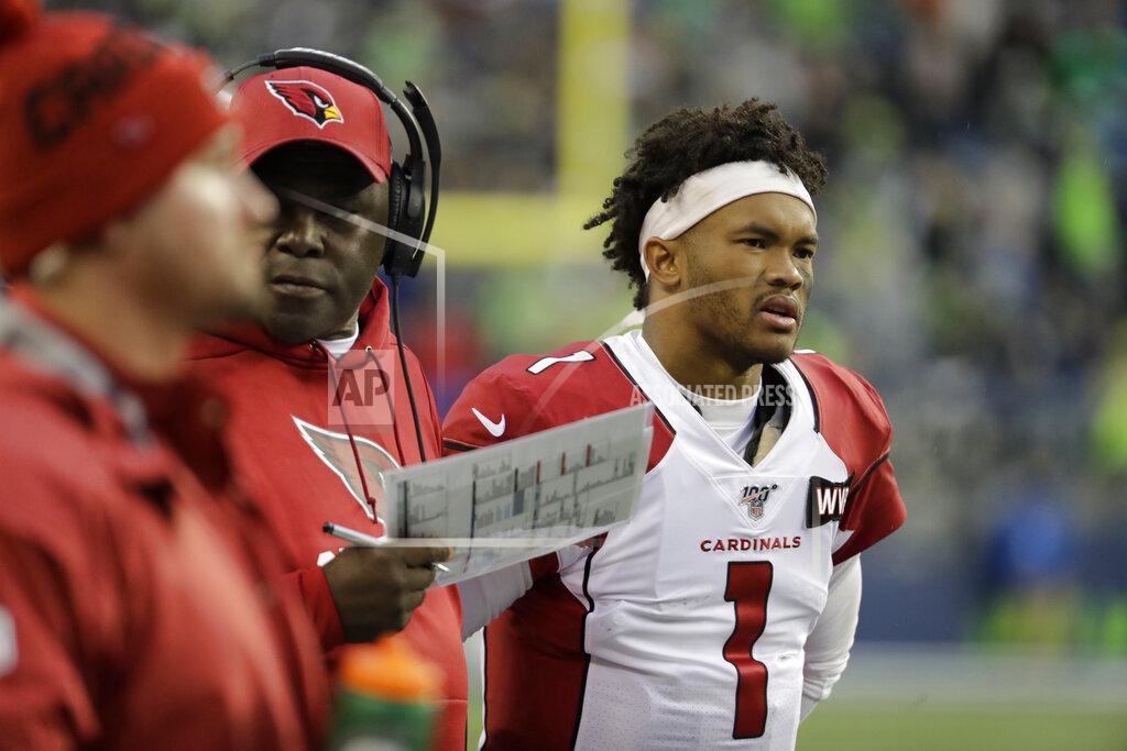 Lindsey Wasson In this Dec. 22, 2019, photo, Arizona Cardinals quarterback Kyler Murray stands on the sidelines during the second half of an NFL football game against the Seattle Seahawks in Seattle. Murray's impressive first season is early proof that the Arizona Cardinals made a good decision when they selected the quarterback with the No. 1 overall pick in April. (AP Photo/Lindsey Wasson)