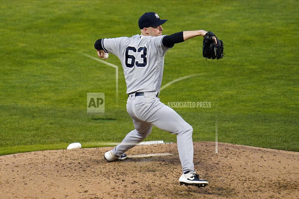 Jim Mone New York Yankees pitcher Lucas Luetge throws in relief against the Minnesota Twins during the fourth inning of a baseball game Thursday, June 10, 2021, in Minneapolis. (AP Photo/Jim Mone)