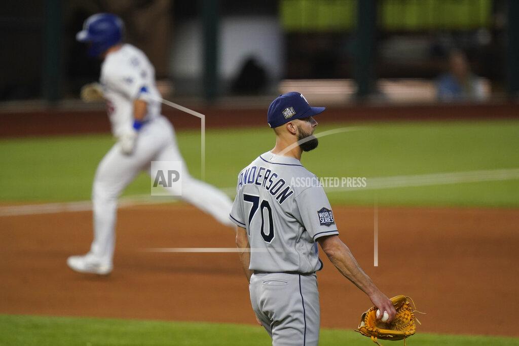 Eric Gay Los Angeles Dodgers' Will Smith rounds the bases after a home run off Tampa Bay Rays relief pitcher Nick Anderson during the sixth inning in Game 2 of the baseball World Series Wednesday, Oct. 21, 2020, in Arlington, Texas. (AP Photo/Eric Gay)
