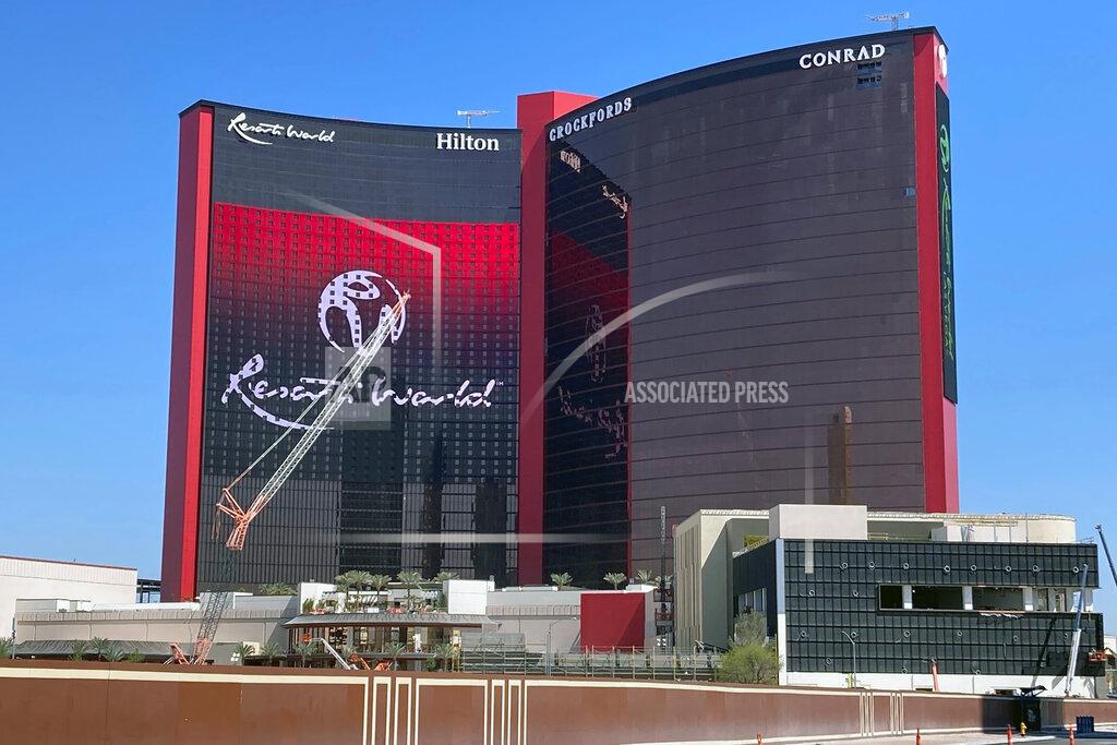Ken Ritter Resorts World Las Vegas is shown under construction Monday, April 19, 2021, in Las Vegas. Owners have announced a June 24, 2021, opening date after more than seven years of planning and building. The $4.3 billion complex by Malaysia-based Genting Group has been under construction since May 2015. It has more than 3,500 rooms at three Hilton-branded hotels. (AP Photo/Ken Ritter)