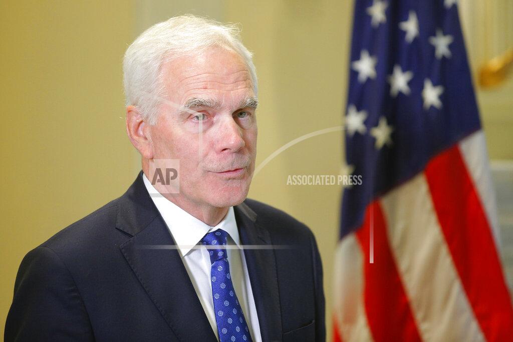 Bryan Terry John O'Connor speaks after being sworn in as Oklahoma's new attorney general at the state Capitol in Oklahoma City, Friday, July 23, 2021. Gov. Kevin Stitt named 66-year-old O'Connor to the post on Friday after a two-month search. (Bryan Terry/The Oklahoman via AP)