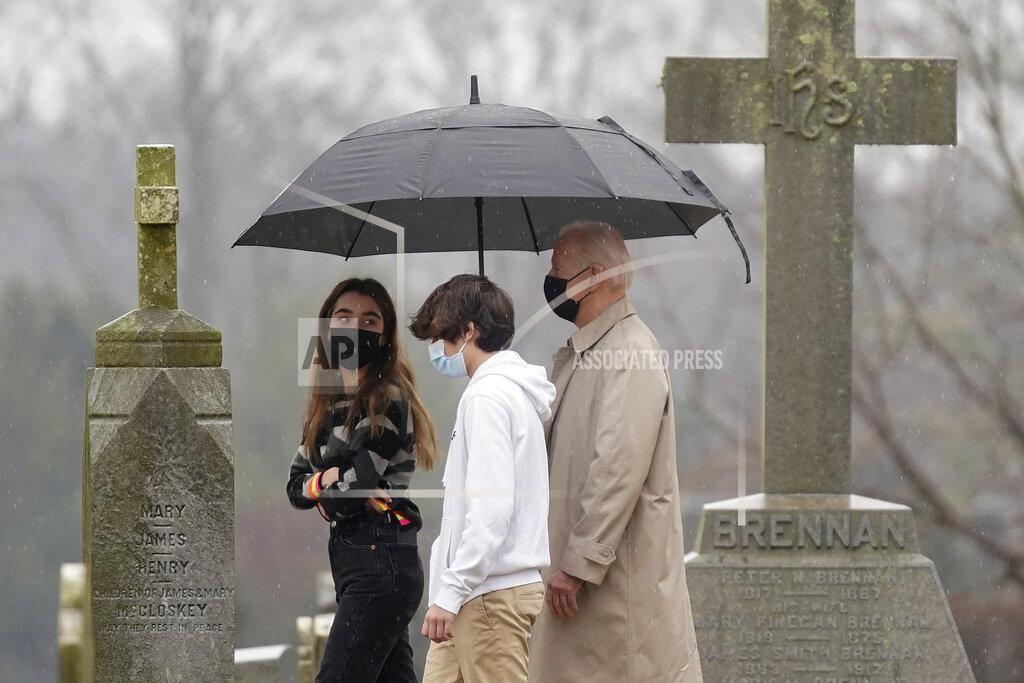 Patrick Semansky FILE - In this Feb. 28, 2021, file photo President Joe Biden departs after attending Mass with his grandchildren Natalie Biden, left, and Hunter Biden at St. Joseph on the Brandywine Catholic Church, in Wilmington, Del. For President Joe Biden, there's no place like a weekend home in Delaware. Since taking office, he has spent this weekend and several others in his adopted home state. (AP Photo/Patrick Semansky, File)