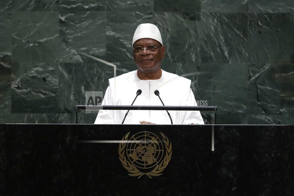 Frank Franklin Ii FILE - In this Wednesday, Sept. 25, 2019 file photo, Mali's President Ibrahim Boubacar Keita addresses the 74th session of the United Nations General Assembly at the United Nations headquarters. Mutinous soldiers surrounded the private residence of Mali's President Ibrahim Boubacar Keita on Tuesday, Aug. 18, 2020 firing shots into the air and deepening fears of a coup attempt following several months of demonstrations calling for his resignation. (AP Photo/Frank Franklin II, File)