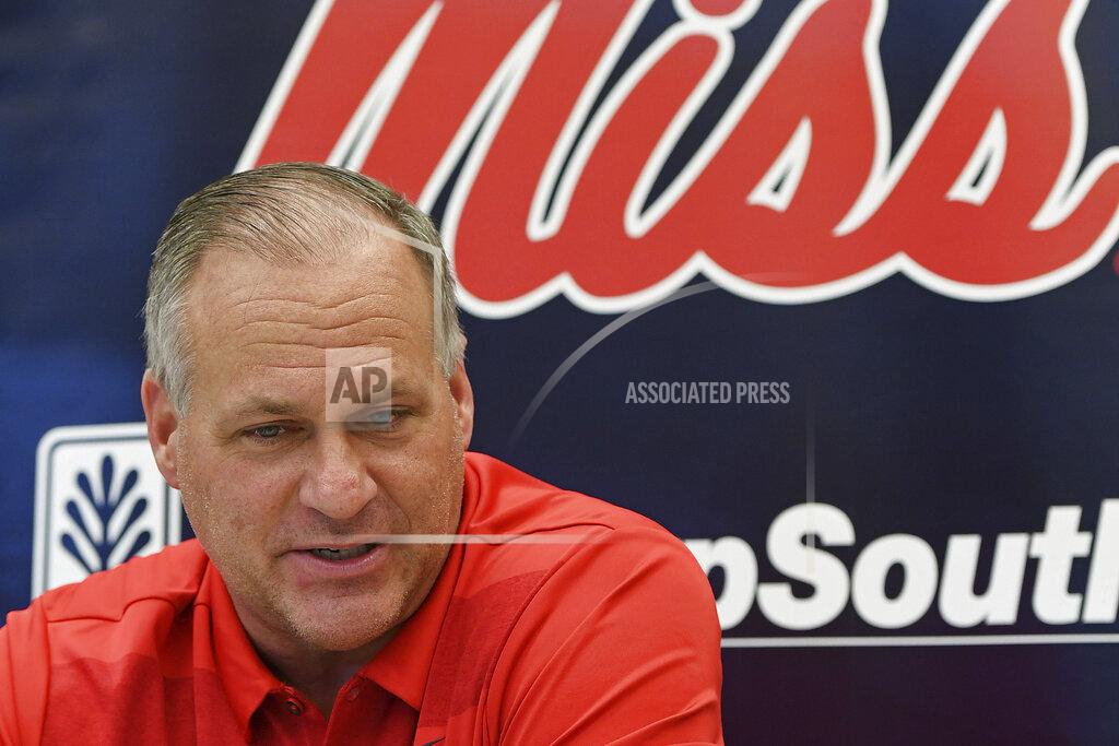 Thomas Graning FILE - In this Aug. 1, 2019, file photo, Mississippi offensive coordinator Rich Rodriguez talks during Mississippi's Media Day at the Manning Center in Oxford, Miss. The arrival of new offensive coordinator Rich Rodriguez and the return of 1,000-yard rusher Scottie Phillips raised hope that Mississippi could have a potent rushing attack this year, but the Rebels gained less than 2 1/2 yards per carry in a season-opening loss to Memphis. Mississippi believes the lessons it learned can help boost the running game the rest of the year. (AP Photo/Thomas Graning, File)