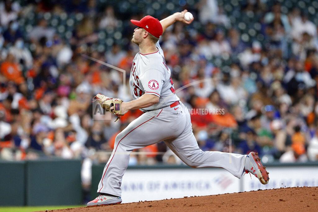 Michael Wyke Los Angeles Angels starting pitcher Dylan Bundy (37) throws against the Houston Astros during the first inning of a baseball game Sunday, April 25, 2021, in Houston. (AP Photo/Michael Wyke)