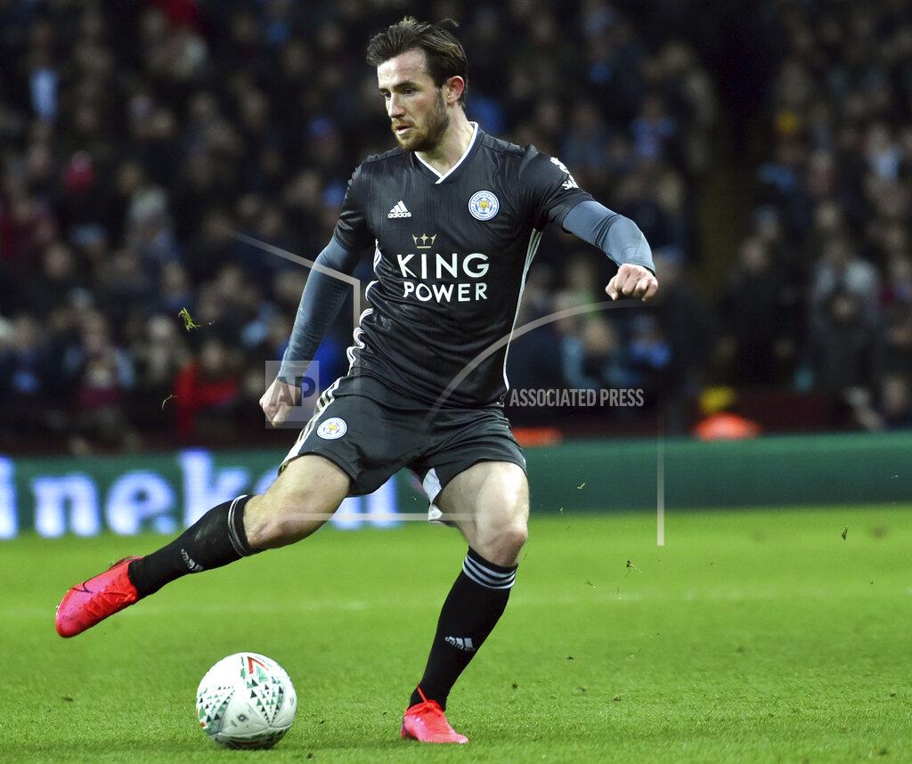 Rui Vieira FILE - In this file photo dated Tuesday, Jan. 28, 2020, Leicester's Ben Chilwell during the English League Cup semi final replay soccer match against Aston Villa, at Villa Park in Birmingham, England. Chelsea has signed England left back Ben Chilwell from Premier League rival Leicester on Wednesday Aug. 26, 2020, in its latest big-money transfer ahead of the new season. (AP Photo/Rui Vieira, FILE)
