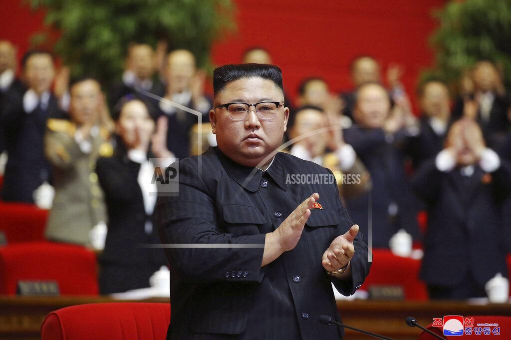 Uncredited In this photo provided by the North Korean government, North Korean leader Kim Jong Un claps his hands at the ruling party congress in Pyongyang, North Korean, Sunday, Jan. 10, 2021. Kim was given a new title, “general secretary” of the ruling Workers’ Party, formerly held by his late father and grandfather, state media reported Monday, Jan. 11, in what appears to a symbolic move aimed at bolstering his authority amid growing economic challenges. Independent journalists were not given access to cover the event depicted in this image distributed by the North Korean government. The content of this image is as provided and cannot be independently verified. Korean language watermark on image as provided by source reads: "KCNA" which is the abbreviation for Korean Central News Agency. (Korean Central News Agency/Korea News Service via AP)