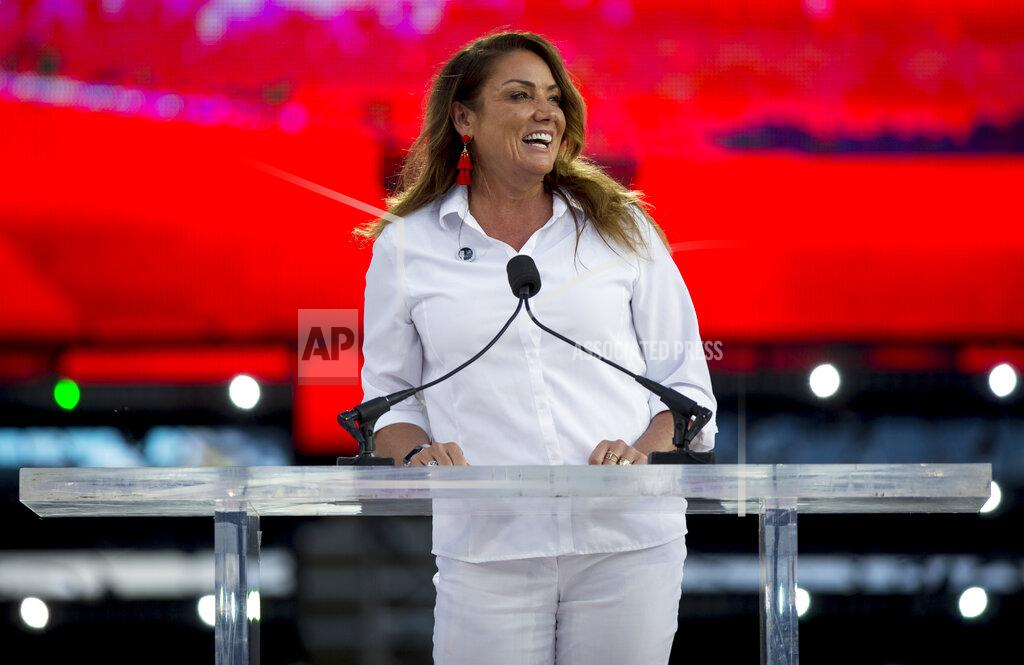 Isaac Hale FILE - In this July 4, 2019, file photo, Provo Mayor Michelle Kaufusi speaks during Stadium of Fire at LaVell Edwards Stadium in Provo, Utah. Kaufusi vetoed the citywide mandate on Wednesday, Aug. 26, 2020, after the Municipal Council voted unanimously in favor of it, The Daily Herald reported. She argued she didn't think it was necessary to have a law to force people to wear masks. (Isaac Hale/The Daily Herald via AP, File)