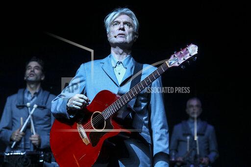 FILE - Musician David Byrne performs at the Broadway reopening of "David Byrne's American Utopia" at the St. James Theatre on Sunday, Oct. 17, 2021, in New York. (Photo by Andy Kropa/Invision/AP, Filewld)
