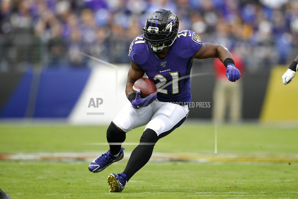 Nick Wass Baltimore Ravens running back Mark Ingram runs with the ball against the Cincinnati Bengals during the first half of a NFL football game Sunday, Oct. 13, 2019, in Baltimore. (AP Photo/Nick Wass)