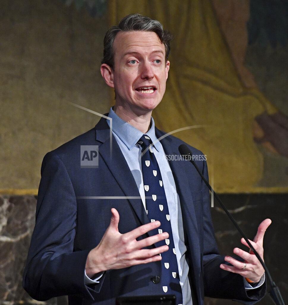 Dr. Alex Billioux speaks at a press conference to discuss testing statistics and contact tracing pertaining to COVID-10, Friday, May 8, 2020, at the State Capitol in Baton Rouge, La. (Hilary Scheinuk/The Advocate via AP)