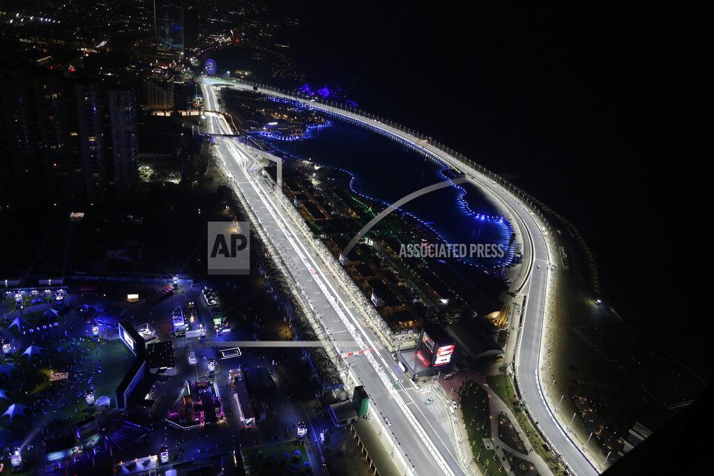 Amr Nabil A general view of the circuit is seen during qualifying session for the Formula One Saudi Arabian Grand Prix in Jiddah, Saturday, Dec. 4, 2021. (AP Photo/Amr Nabil)