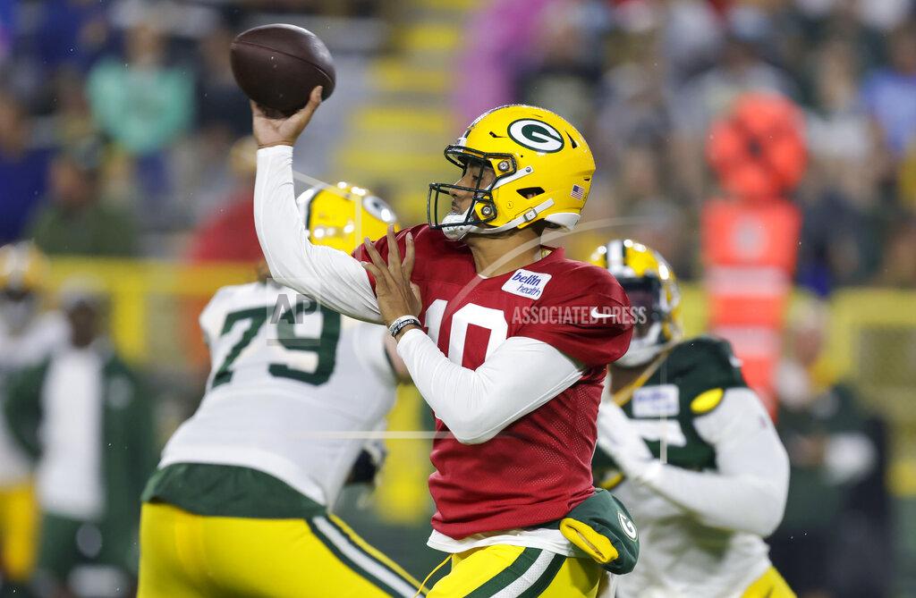 Matt Ludtke Green Bay Packers quarterback Jordan Love throws a pass during an NFL football training camp at Lambeau Field Saturday, Aug. 7, 2021, in Green Bay, Wis. (AP Photo/Matt Ludtke)
