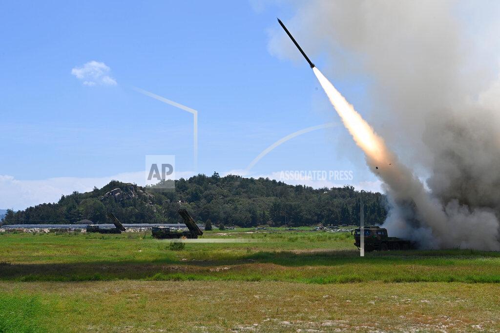 Lai Qiaoquan In this photo released by China's Xinhua News Agency, a projectile is launched from an unspecified location in China during long-range live-fire drills by the army of the Eastern Theater Command of the Chinese People's Liberation Army, Thursday, Aug. 4, 2022. China conducted "precision missile strikes" Thursday in waters off Taiwan's coasts as part of military exercises that have raised tensions in the region to their highest level in decades following a visit by U.S. House Speaker Nancy Pelosi. (Lai Qiaoquan/Xinhua via AP)
