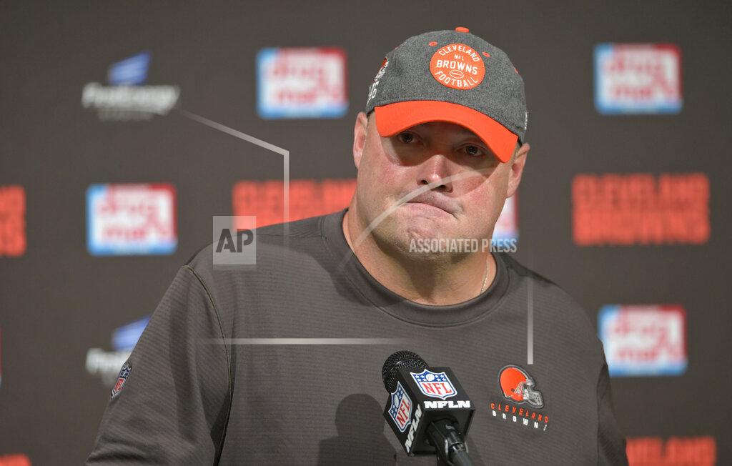David Richard Cleveland Browns head coach Freddie Kitchens answers questions during a news conference after the Tennessee Titans defeated the Browns in an NFL football game, Sunday, Sept. 8, 2019, in Cleveland. (AP Photo/David Richard)