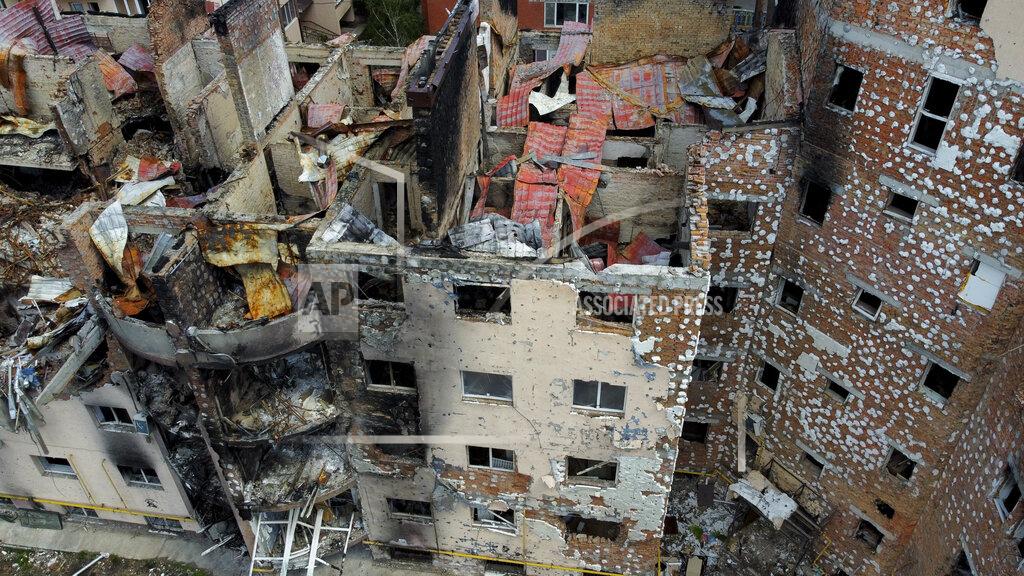 Natacha Pisarenko Damaged buildings ruined by attacks are seen in Irpin, on the outskirts Kyiv, Ukraine, Thursday, May 26, 2022. (AP Photo/Natacha Pisarenko)