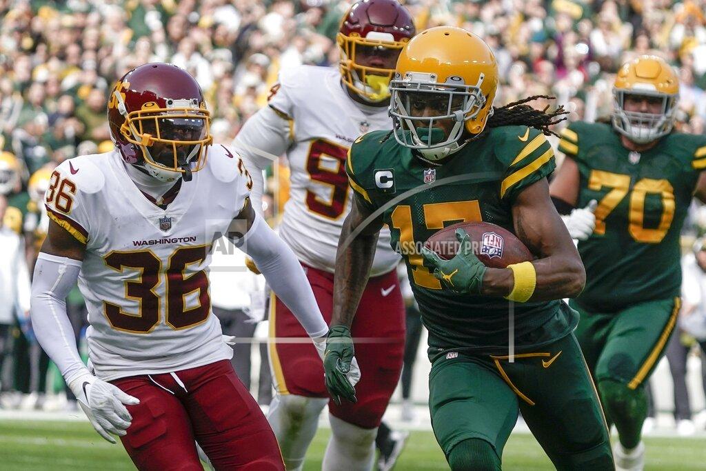 Morry Gash Green Bay Packers' Randall Cobb catches a touchdown pass during the first half of an NFL football game against the Washington Football Team Sunday, Oct. 24, 2021, in Green Bay, Wis. (AP Photo/Morry Gash)