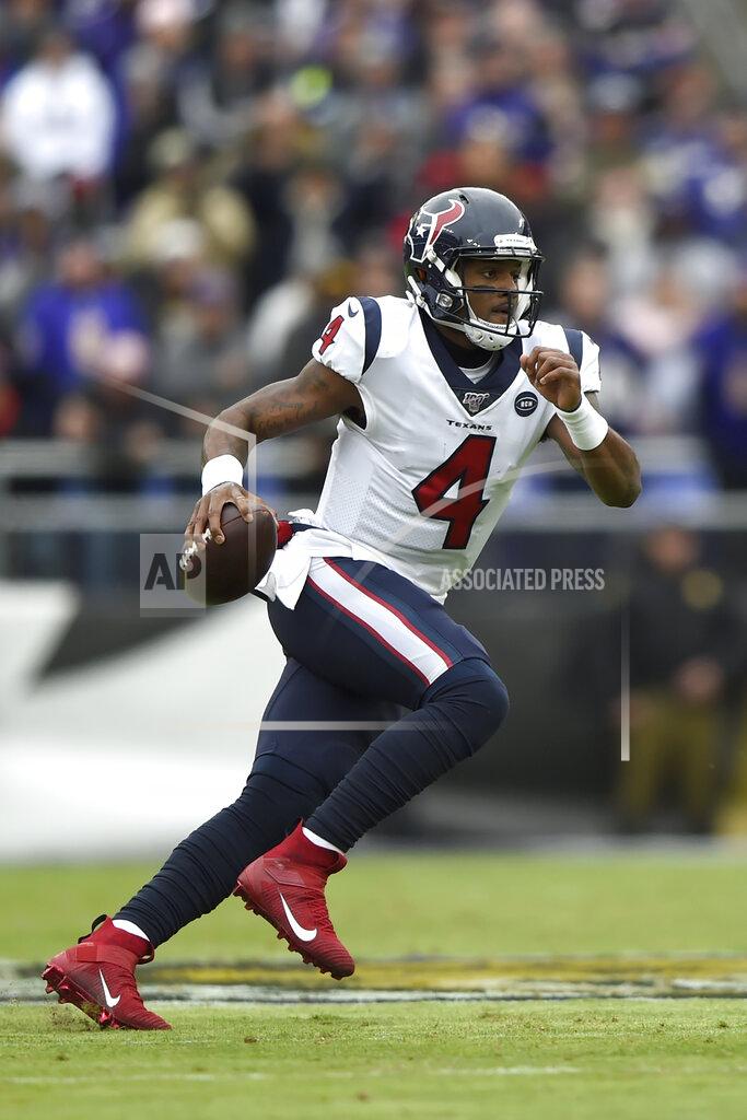 Gail Burton Houston Texans quarterback Deshaun Watson runs with the ball against the Baltimore Ravens during the first half of an NFL football game, Sunday, Nov. 17, 2019, in Baltimore. (AP Photo/Gail Burton)