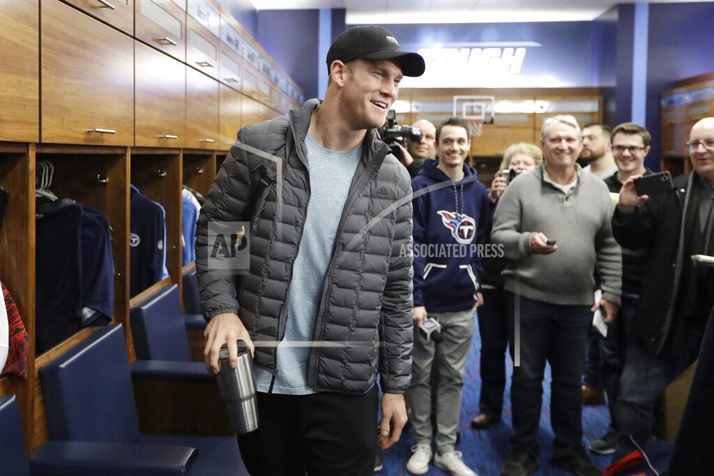 Mark Humphrey Tennessee Titans quarterback Ryan Tannehill leaves the locker room as players clean out their lockers Monday, Jan. 20, 2020, in Nashville, Tenn. The Titans lost the AFC Championship NFL football game Sunday to the Kansas City Chiefs. (AP Photo/Mark Humphrey)