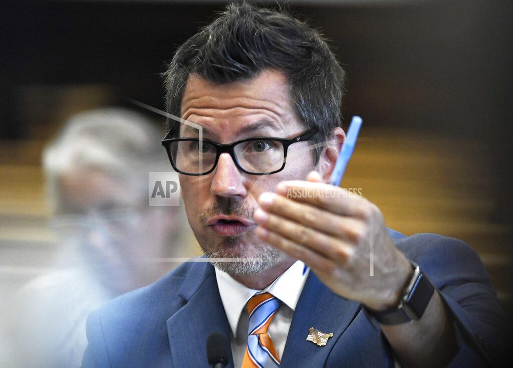 Sean Krajacic Kenosha County Assistant District Attorney Thomas Binger argues a point during a motion hearing for Kyle Rittenhouse in Kenosha, Wis., on Friday, Sept. 17, 2021. (Sean Krajacic/The Kenosha News via AP)