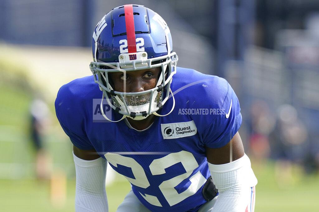 Steven Senne New York Giants cornerback Adoree' Jackson performs field drills during a joint NFL football practice with the New England Patriots, Wednesday, Aug. 25, 2021, in Foxborough, Mass. (AP Photo/Steven Senne)
