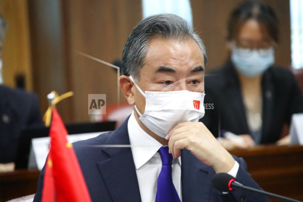 Kim Seung-Doo Chinese Foreign Minister Wang Yi attends a meeting with his South Korean counterpart Chung Eui-yong at Foreign Ministry in Seoul, South Korea, Wednesday, Sept. 15, 2021. The foreign ministers met Wednesday for talks expected to focus on North Korea and other regional security issues, two days after North Korea claimed to have tested a newly developed cruise missile. (Kim Seung-doo/Yonhap via AP)