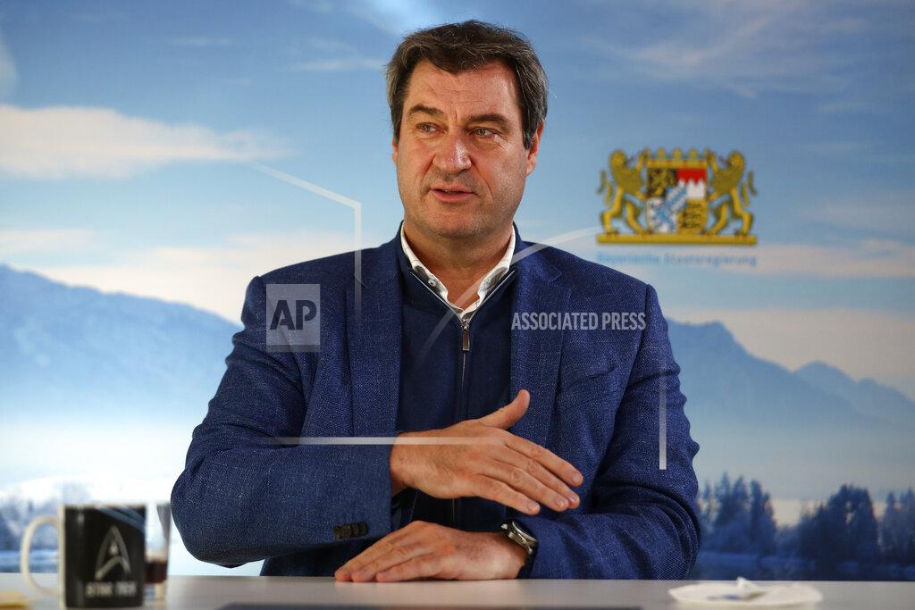 Matthias Schrader Bavarian state governor Markus Soeder attends an Associated Press interview in Nuremberg, Germany, Thursday, Feb. 18, 2021. Markus Soeder is many things: state governor of Bavaria, Star Trek fan, a conservative for whom combating climate change is an article of faith.
The question Germans are asking now is: can the 54-year-old win enough backing across the political spectrum to succeed Angela Merkel as chancellor in September. (AP Photo/Matthias Schrader)