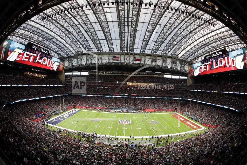 Charlie Riedel FILE - This is a general view as fans at NRG Stadium watch the opening kickoff of the NFL Super Bowl 51 football game between the Atlanta Falcons and the New England Patriots Sunday, Feb. 5, 2017, in Houston. There are 23 venues bidding to host soccer matches at the 2026 World Cup in the United States, Mexico and Canada. (AP Photo/Charlie Riedel, File)
